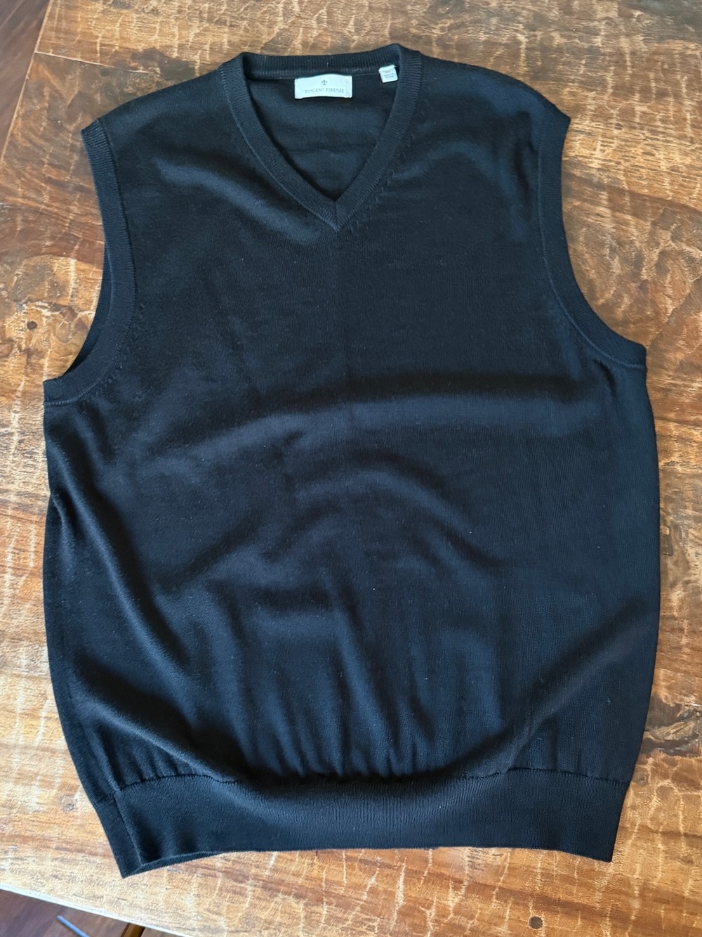 Toscano Firenze Black Merino Wool Sleeveless Sweater Vest XL